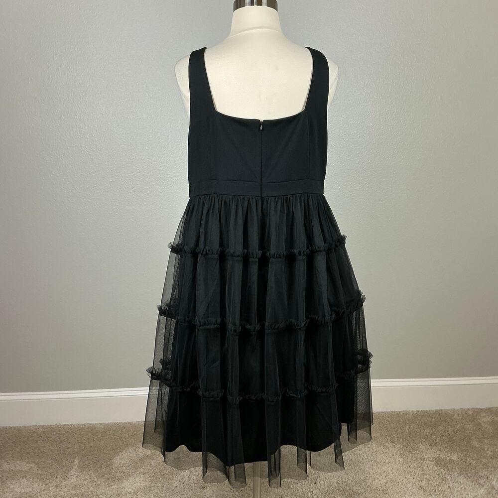 Adrianna Papell Women's Cocktail Dress Size 24W Black Tulle Midi Fit and Flare - Picture 7 of 13